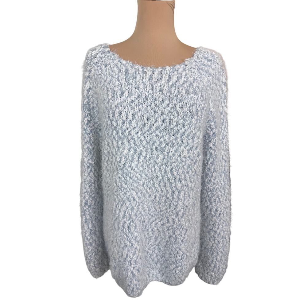 Buffalo David Bitton Light Blue Fuzzy Womens XL Soft Cozy Bouclé Sweater